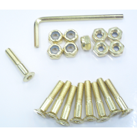 Skateboard Hardware 19 piece Set 25mm 1inch Allen Head Gold Coloured